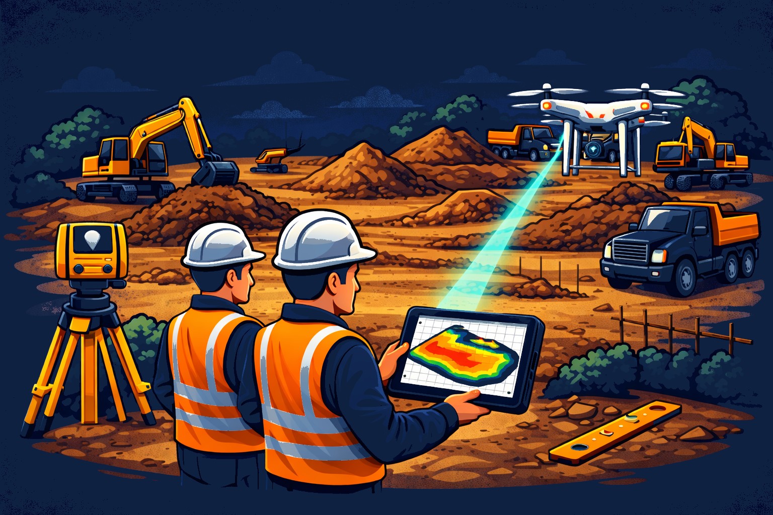 Earthworks cut and fill volumetrics artwork